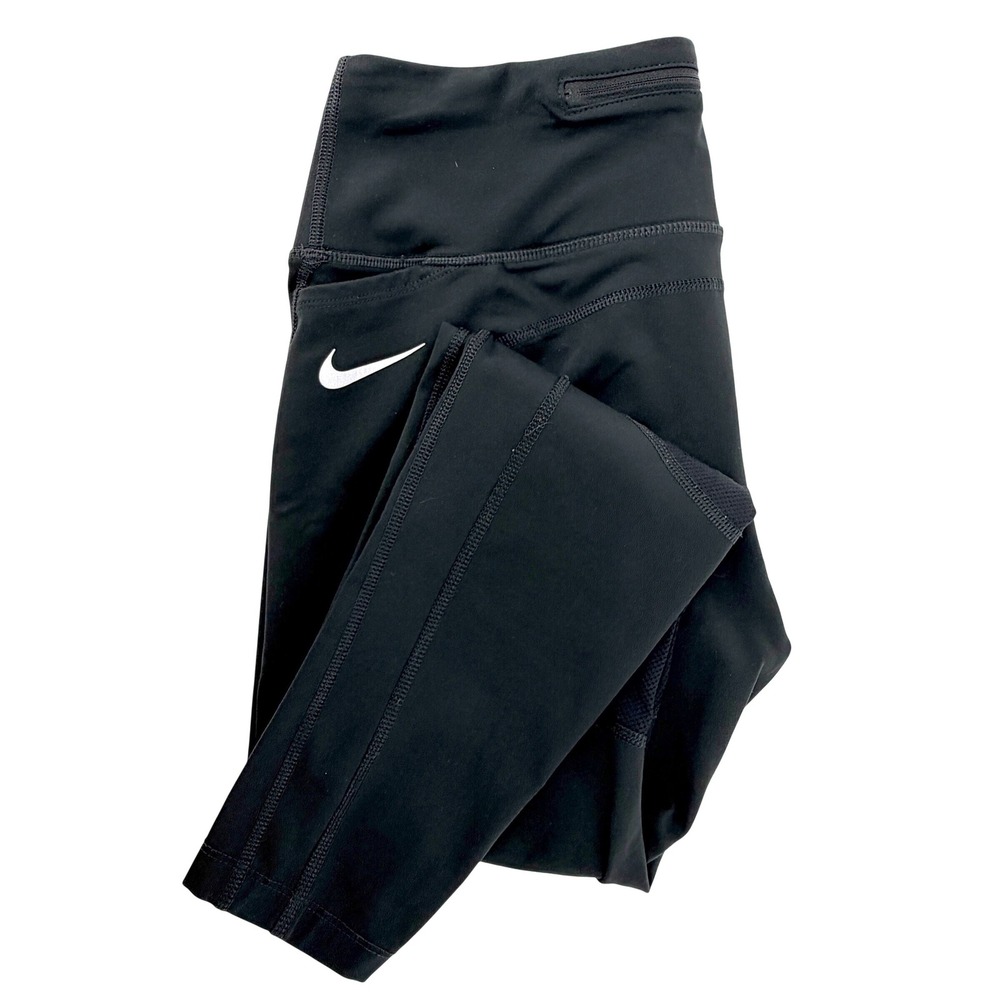 Nike Dri-FIT Running Leggings Womens Large Black Good Pocket Drawstring Tights